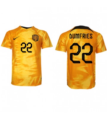 Netherlands Denzel Dumfries #22 Replica Home Stadium Shirt World Cup 2022 Short Sleeve